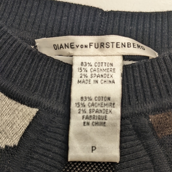 DVF monochrome geometric Knit Dress keyhole Aztec tribal PARIS HILTON - Picture 5 of 5